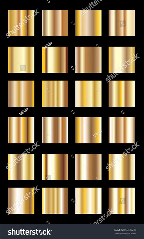 Vector Collection Of Metal Gradients Golden Royalty Free Stock