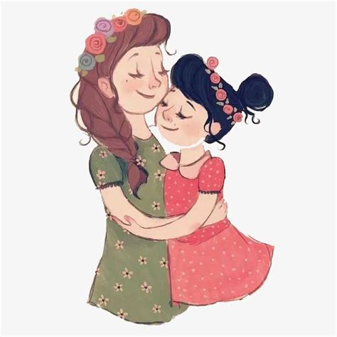 Illustration Lovely Beauty Mother And Daughter Mother Daughter Creative