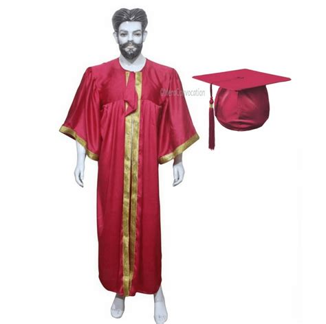 Satin Pink Shiny Graduation Gown And Cap With Golden Border At Rs 140
