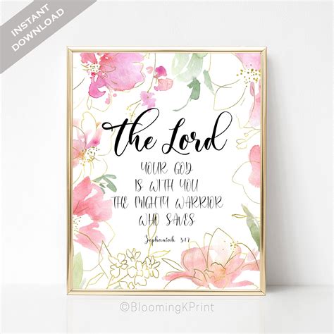 Zephaniah 317 Bible Verse Wall Art The Lord Your God Is Etsy In 2020