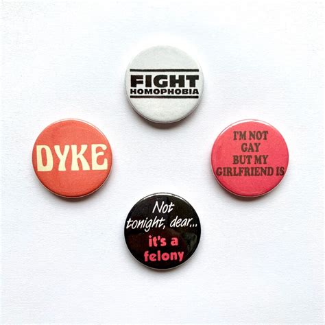 4 Lesbian Vintage Remake Button Badges Gay Pride Dyke Pins Etsy