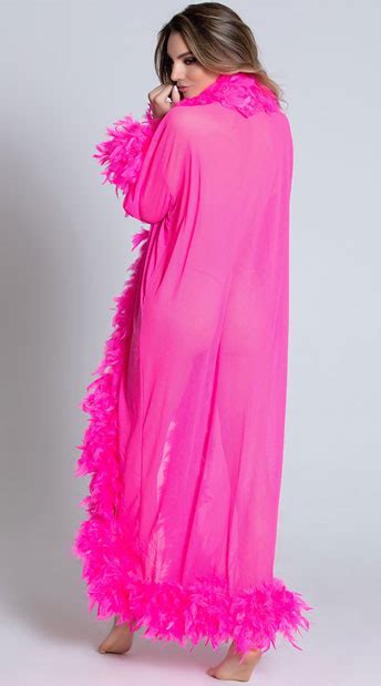 DELUXE PINK FEATHER ROBE Pink Dressing