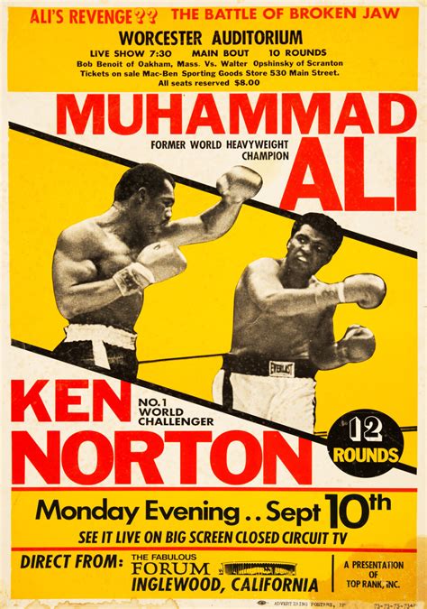 Muhammad Ali Vs Ken Norton II 1973 Fight Poster Ali Revenge Tokyo