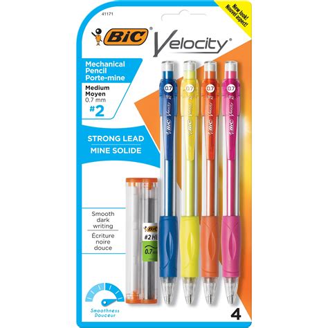 Bic Velocity Mechanical Pencils 07 Mm 4 Count