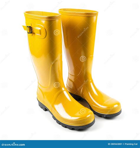 Yellow Rubber Boots Isolated On White Background Stock Image Image Of