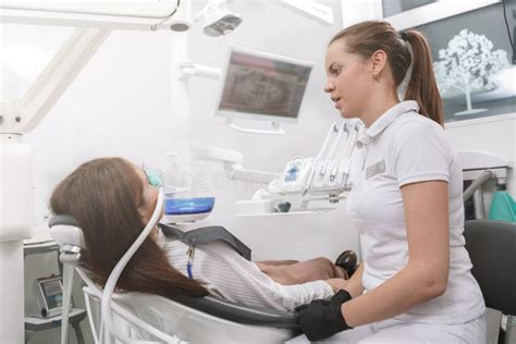 Young Woman Getting Dental Treatment Stock Photo Image Of