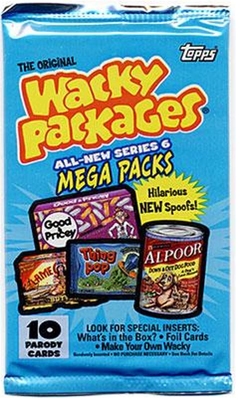 Wacky Packages Topps Series 6 Trading Card Sticker Mega Pack 10 Cards