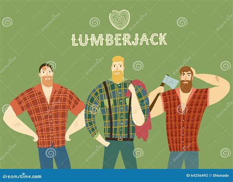 Set Of Cartoon Fashionable Lumber Sexual Men Stock Vector Illustration Of Portrait