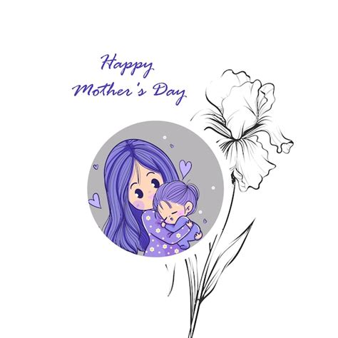 Premium Vector Happy Mothers Day Beautiful Mother And Daughter