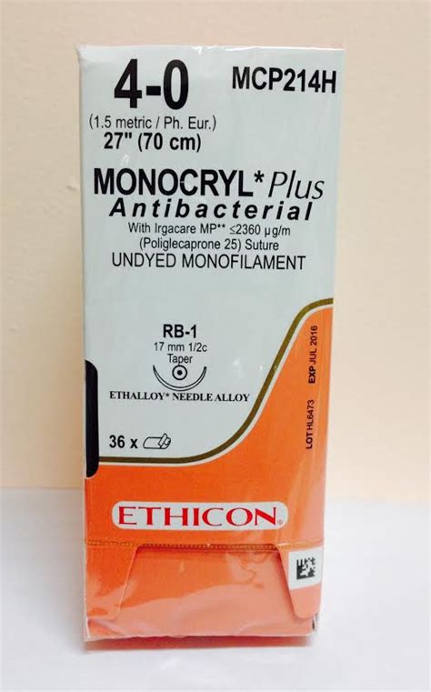 Ethicon Mcp214h Monocryl Plus Suture Taper Point Absorbable Rb 1