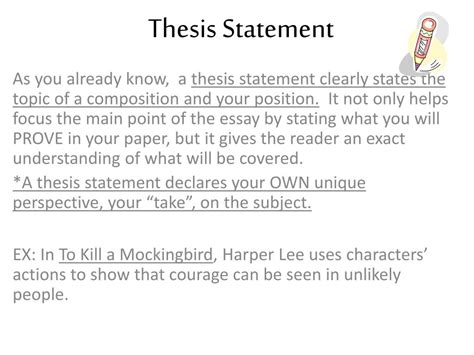 A thesis statement always belongs at the beginning of an essay. PPT - Thesis Statement PowerPoint Presentation, free ...