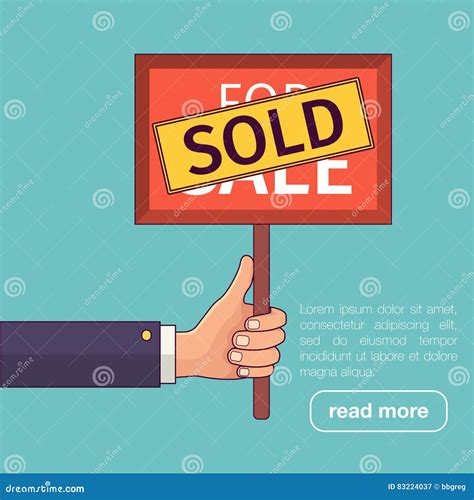 Real Estate Hand Holding Sold Sign Stock Vector Illustration Of
