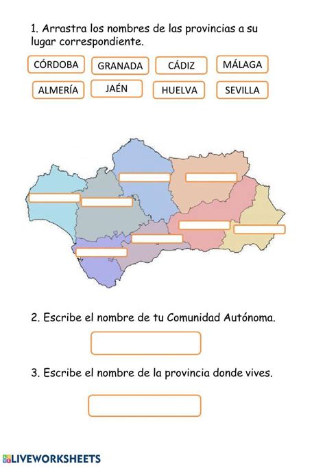 Provincias De Andalucía Activity Live Worksheets