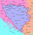 Detailed political map of Bosnia and Herzegovina with major cities and ...
