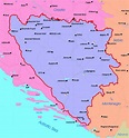 Detailed political map of Bosnia and Herzegovina with major cities and ...