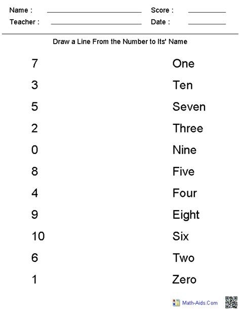 6 Best Images Of Number Matching Printables Matching Numbers To Name