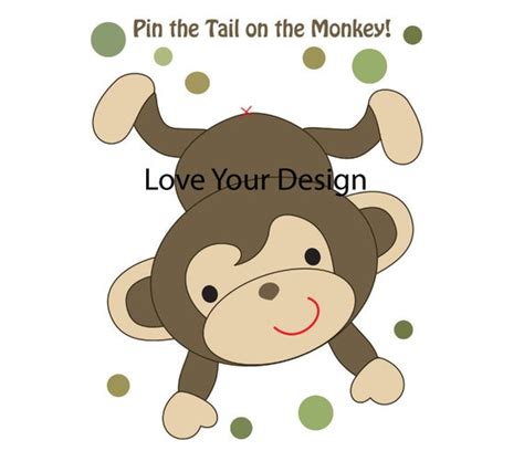 Pin The Tail On The Monkey Game Instant Download Green Dots Or