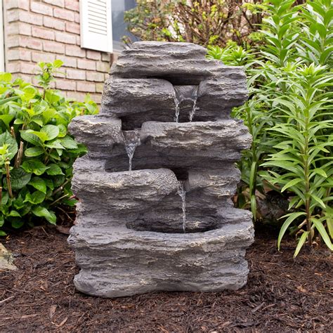 Outdoor Water Fountain With Cascading Waterfall Natural Looking Stone