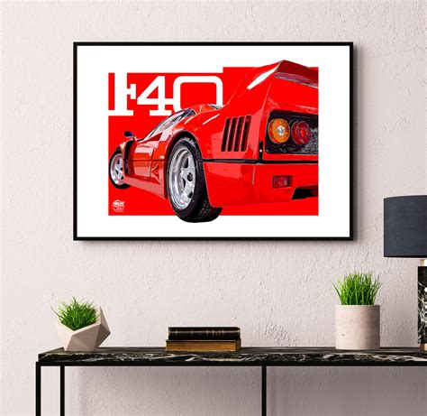 Ferrari F40 Print Ferrari F40 Wall Art Supercar Print Etsy Uk