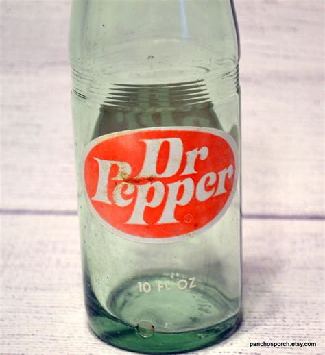 Vintage Dr Pepper Soda Bottle Green Glass 10 Oz Pop Bottle Red Etsy