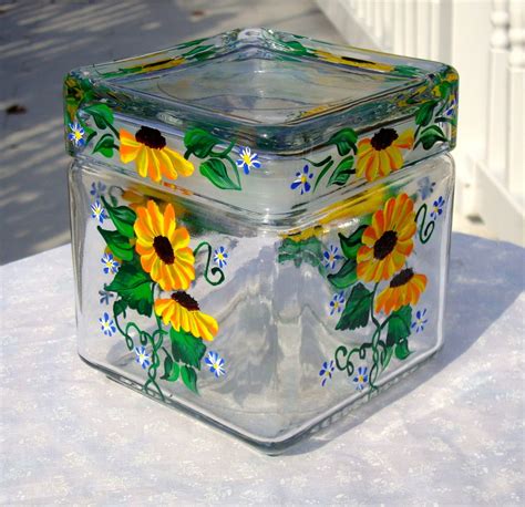 Hand Painted Glass Jar Glass Jars Painting Glassware Painted Glass Jars
