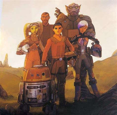 An Image Of Some People Standing In Front Of A Star Wars Scene With Bbg Characters