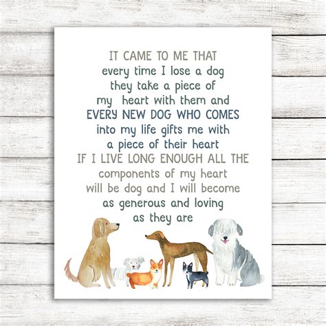 It Came To Me That Every Time I Lose A Dog Quote Dog Loss Etsy