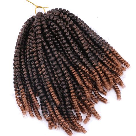 Angie 8 Inch Crochet Braids Ombre Spring Twist Hair Synthetic Hair Extensions Braids Kinky Curly