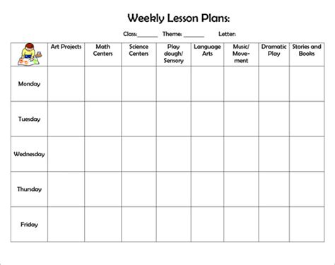 Weekly Lesson Planner Printable Fmfas