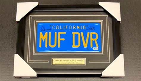 Cheech And Chong Autographed Signed Muf Dvr Movie Car License Plate Framed Bas Coa Ebay