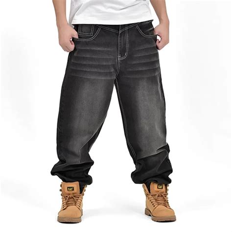 Plus Size 30 46 Mens Denim Cargo Pants Jeans Hip Hop Black Baggy Jeans