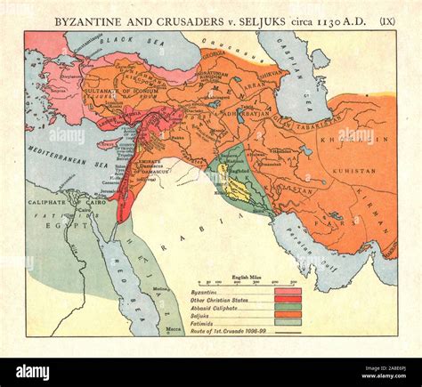 Byzantine And Crusaders V Seljuks Circa 1130 Ad C1915 Map Of