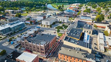 Premium Photo Downtown Aerial Muncie In Buildings On Bright Sunny