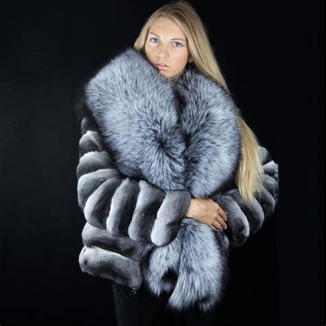 Fursarcar Big Silver Fox Fur Collar Winter Thick Warm Fur Coat Good
