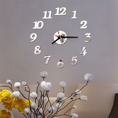 3d Diy Wall Clock Digital Acrylic Mirror Wall Sticker Clock Wall Clocks Home Decor For Living