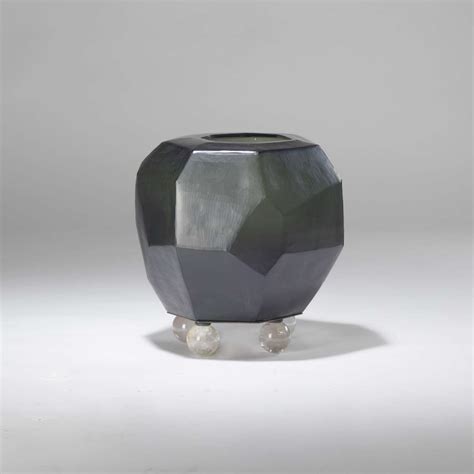 Green Cut Glass Vase Set On Rock Crystal Ball Feet T3841 Tyson Decorative Lighting And