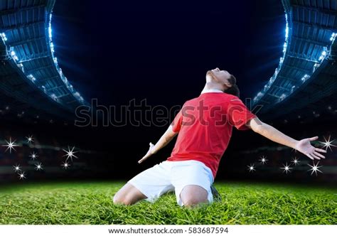 Soccer Player Celebrating Goal On Field Stock Photo Edit Now 583687594