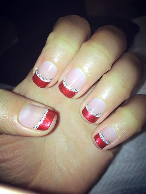 christmas nail art french red tips with glitter | Red tip ... The thing that i really like.