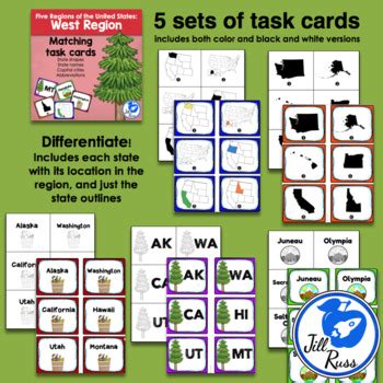 West region states and capitals. West Region States and Capitals Task Cards by Jill Russ | TpT