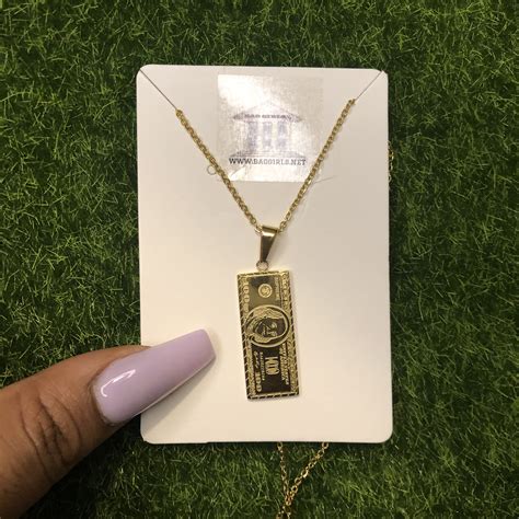 Gold Hundred Dollar Bill Money Pendant Necklace For Women Etsy