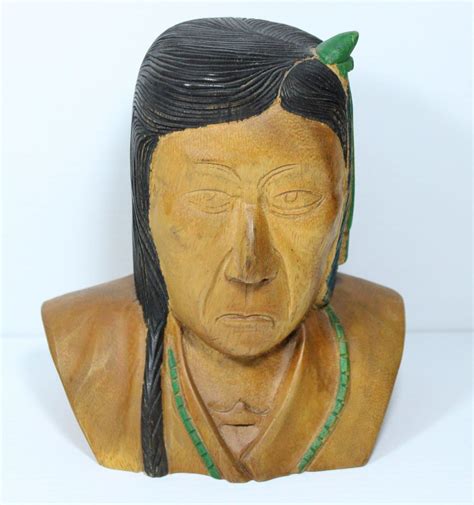 Carved Wooden Native American Bust