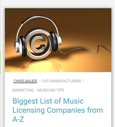 One license distributes royalties equitably to composers, authors, and publishers. Biggest List of Music Licensing Companies from A-Z | Music licensing, Big lists, List