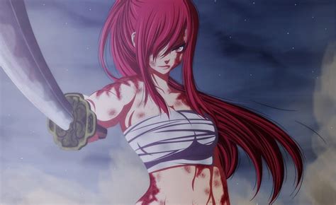 Erza Scarlet Red Fairy Tail Warrior Anime Erza Long Hair Sword