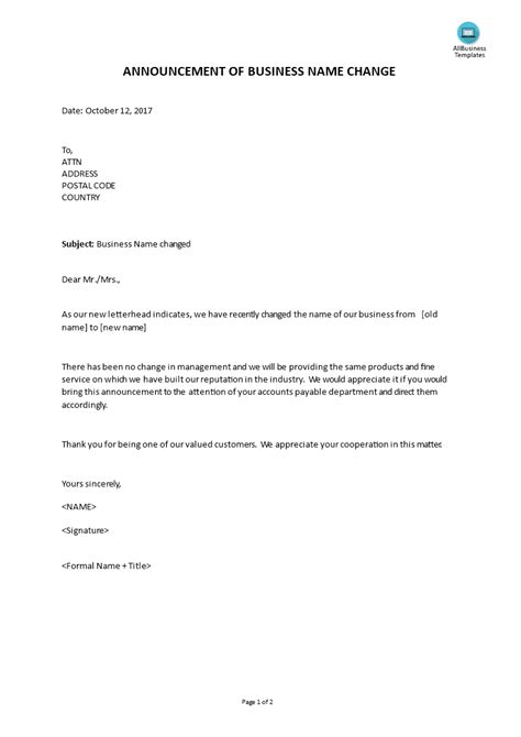 Sample Letter To Irs To Change Business Name
