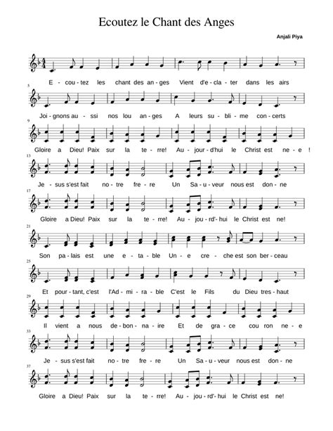 Ecoutez Le Chant Des Anges Sheet Music For Piano Solo Easy