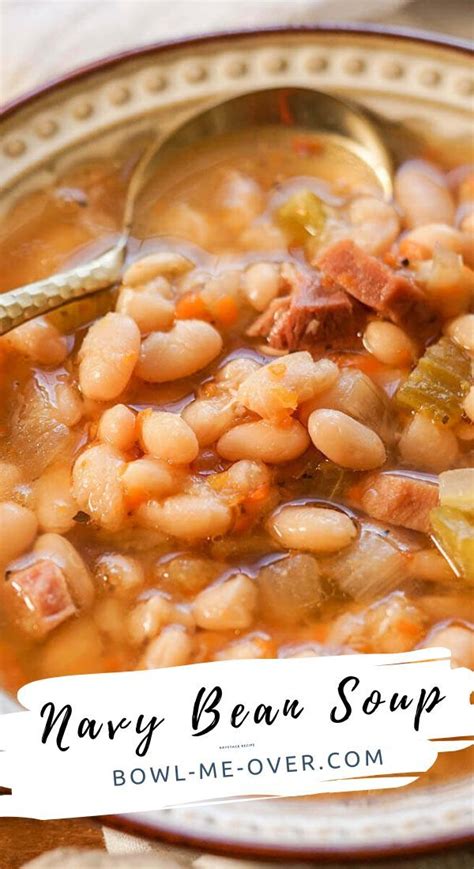 Skim any excess fat, if necessary, before serving. Navy Bean Soup with Ham | Recipe | Bean soup recipes, Ham, bean soup, Ham, beans