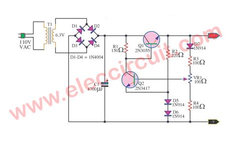 2n3055 Using Ic 5 Volt Linear Power Supply Regulator Diagram Source