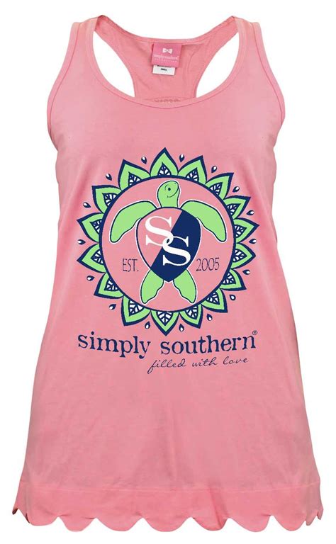 simply southern preppy collection turtle logo tank top for women in peony tank logo peony simply