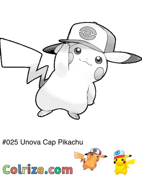 Unova Cap Pikachu Coloring Page