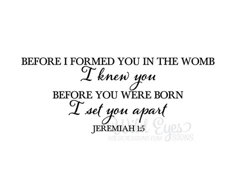 Jeremiah 15 Before I Formed You In The Womb I Knew You Vinyl Wall